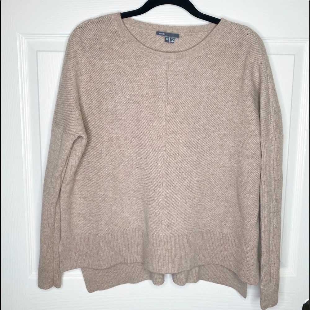 Vince Wool Yak Blend High Low Dolman Sleeve Oatmeal Sweater Size Medium - Picture 1 of 7